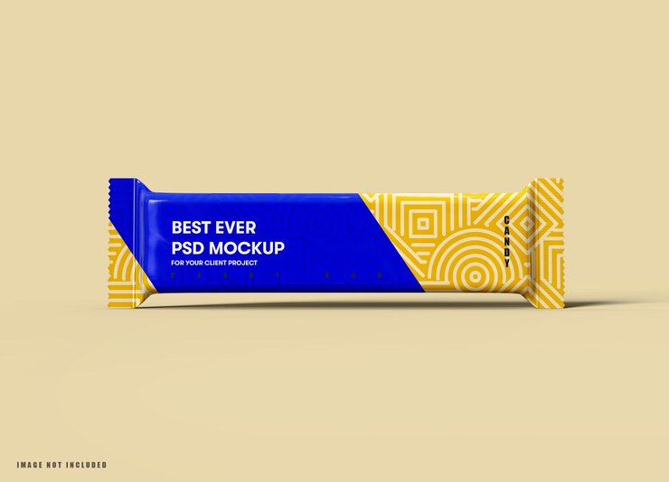 Maqueta de paquete de barra de caramelo de aluminio