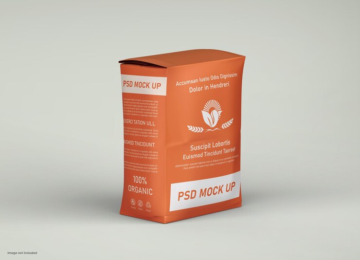 Maqueta de paquete de bolsa de harina de papel mate