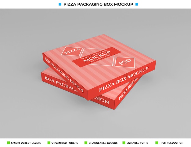 Maqueta de paquete de caja de pizza de cartón para llevar