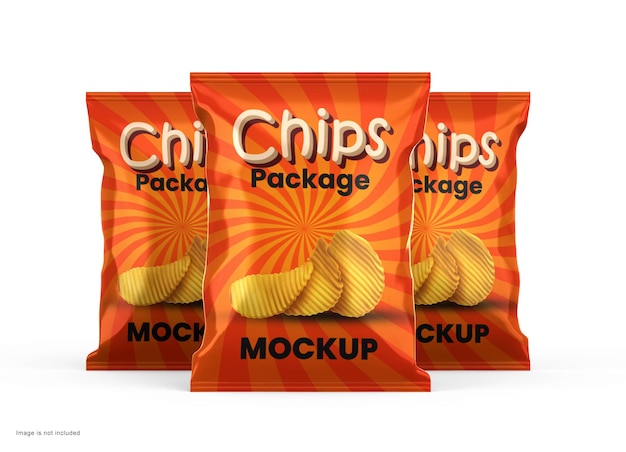 Maqueta de paquete de chips de lámina brillante