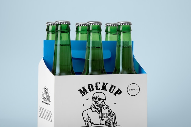 Maqueta de paquete de seis cervezas