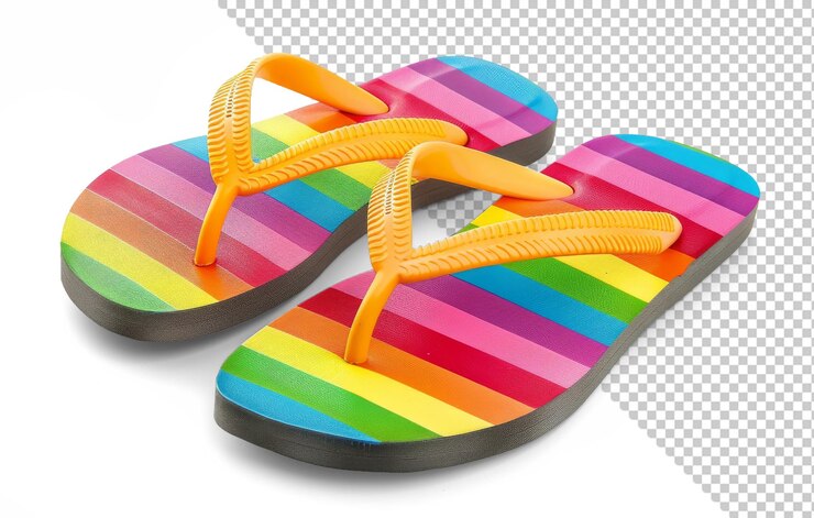 PSD maqueta de un par de zapatillas con rayas de arco iris