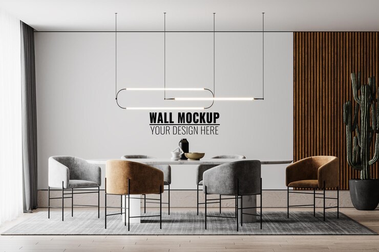 Maqueta de pared de comedor interior