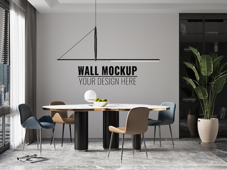 Maqueta de pared de comedor interior