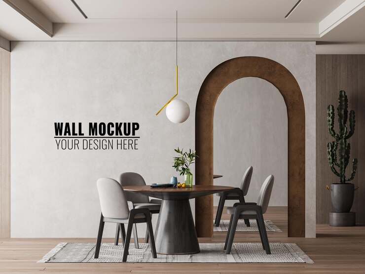 Maqueta de pared de comedor interior