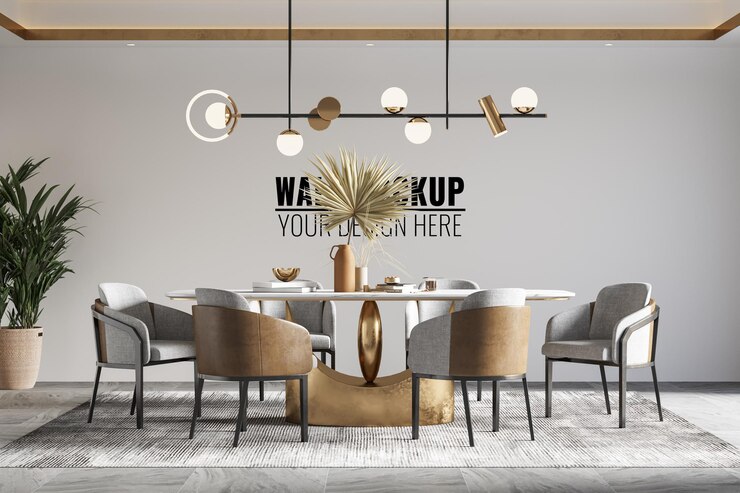 Maqueta de pared de comedor interior