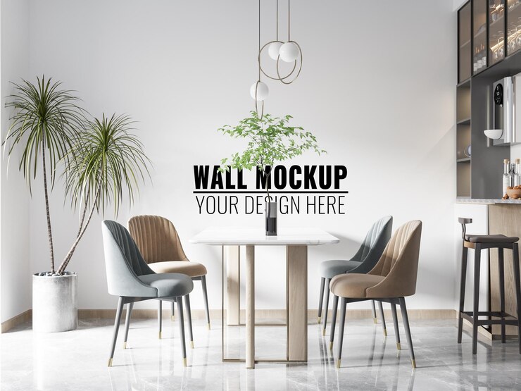 Maqueta de pared de comedor interior