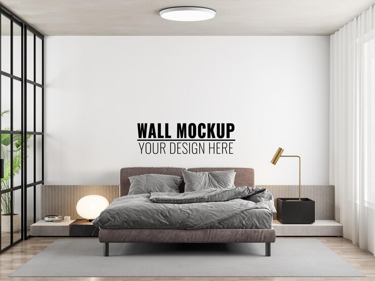 Maqueta de pared de dormitorio interior