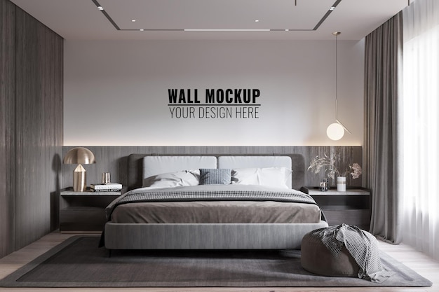 Maqueta de pared de dormitorio moderno interior