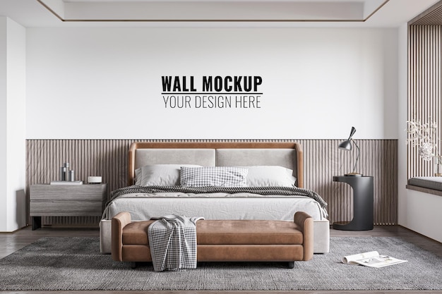 Maqueta de la pared interior del dormitorio, renderizado 3d