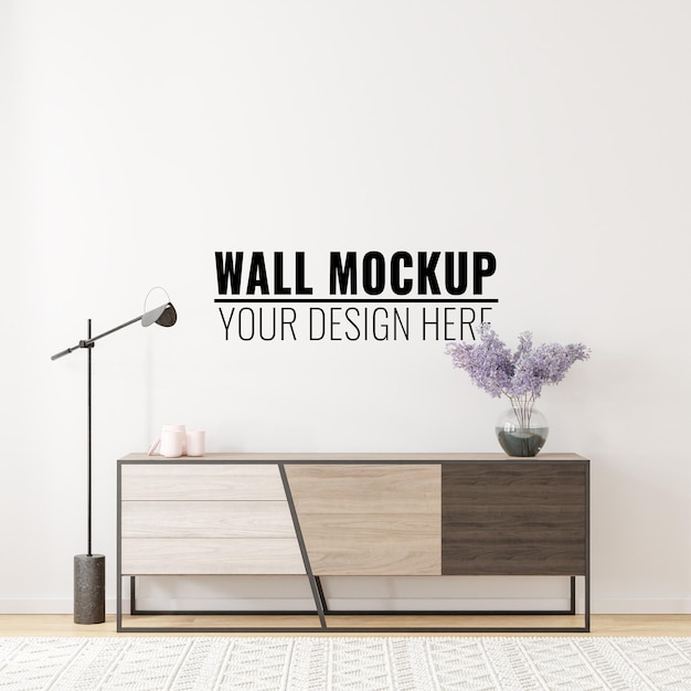 Maqueta de pared interior moderna Ilustración 3d Render 3d