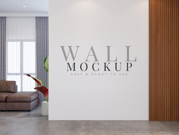 PSD maqueta de pared en sala de estar interior moderna con muebles y decoración maqueta interior render 3d