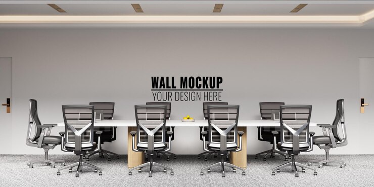 Maqueta de pared de sala de reuniones de oficina moderna interior