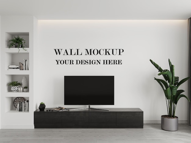 Maqueta de pared con tv y mueble 3d render