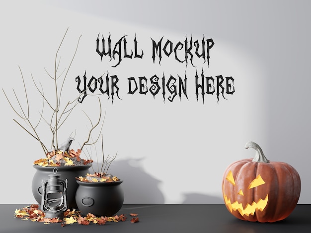 Maqueta de pared vacía para el día de Halloween 3d render