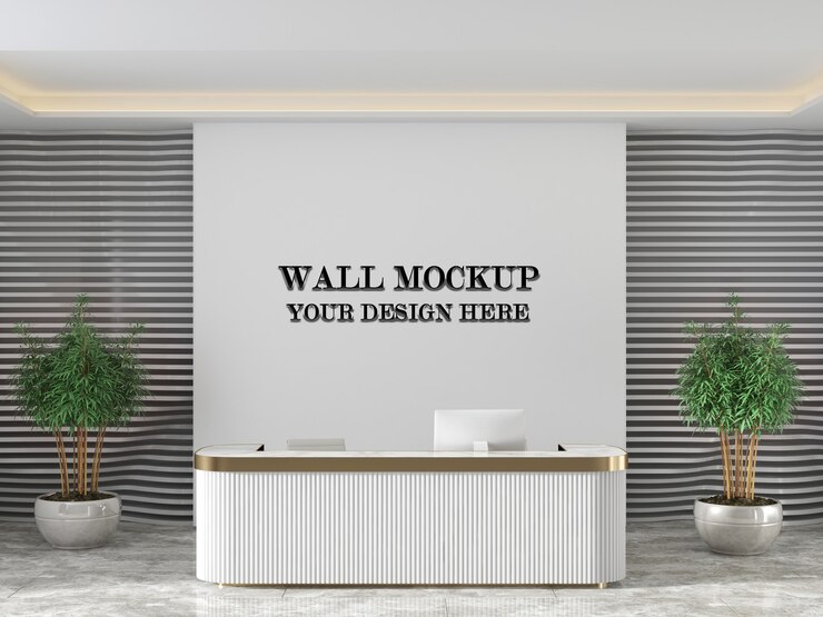 PSD maqueta de pared de vestíbulo de estilo moderno
