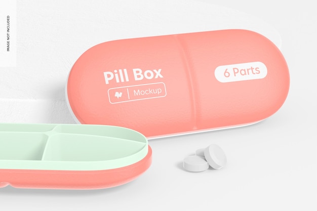 Maqueta de pastillero en forma de píldora, primer plano