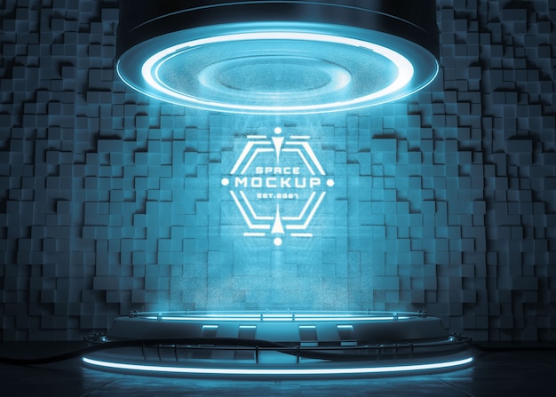 Maqueta del pedestal del logotipo de neón