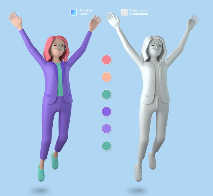 PSD maqueta de personaje femenino 3d