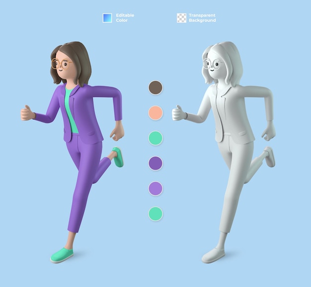 PSD maqueta de personaje femenino 3d