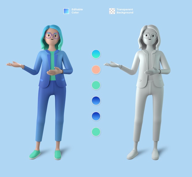 PSD maqueta de personaje femenino 3d