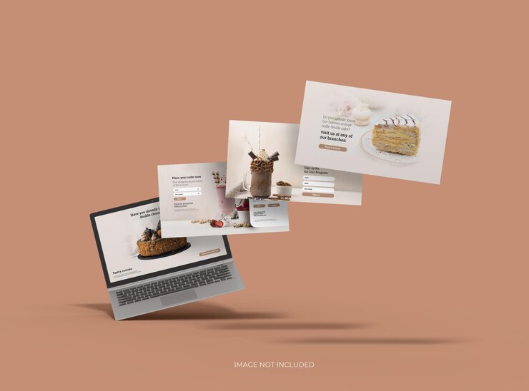 Maqueta personalizable de computadora portátil con pantallas intercambiables emergentes 3D Render