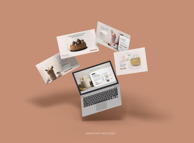 Maqueta personalizable de computadora portátil con pantallas intercambiables emergentes 3D Render