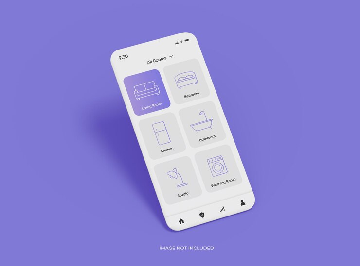 Maqueta personalizable con pantallas de teléfonos móviles separadas para la representación 3d de la presentación de la aplicación ui ux