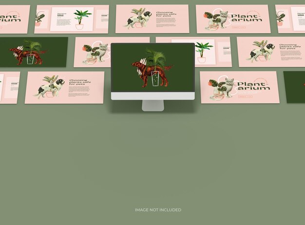 Maqueta personalizable de una tableta blanca sin marca con pantallas intercambiables emergentes 3D Render