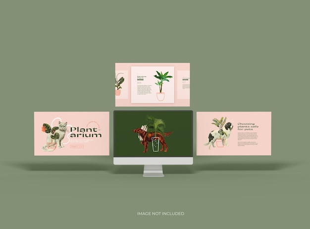 Maqueta personalizable de una tableta blanca sin marca con pantallas intercambiables emergentes 3D Render
