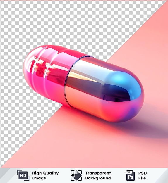 PSD maqueta de píldora médica de alta calidad en fondo rosado con sombra oscura