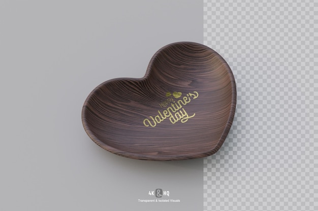 Maqueta de placa en forma de corazón de amor 3d de madera