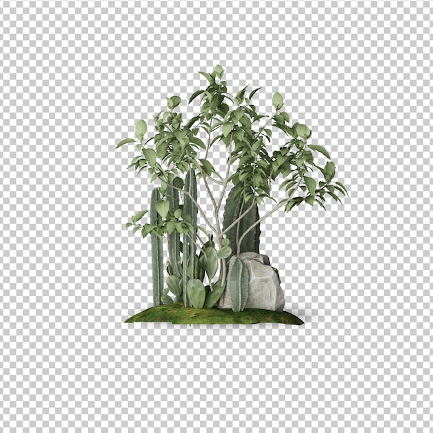 Maqueta de plantas y árboles tropicales