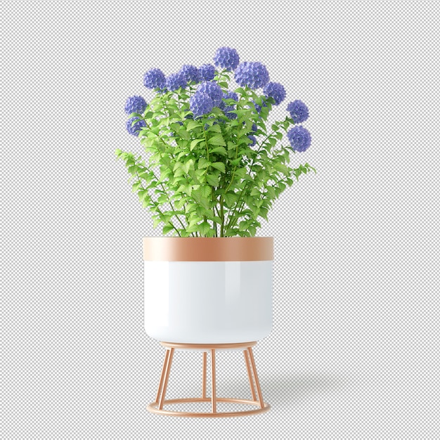 Maqueta de plantas renderizadas en 3d en maceta