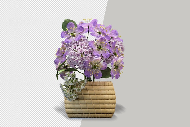 Maqueta de plantas renderizadas en 3D en maceta