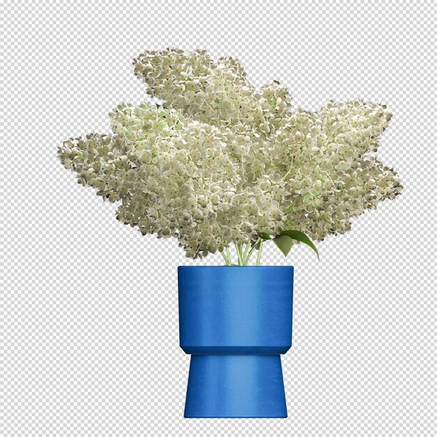 Maqueta de plantas renderizadas en 3D en maceta
