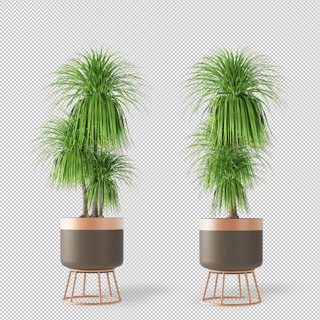 Maqueta de plantas renderizadas en 3D en macetas