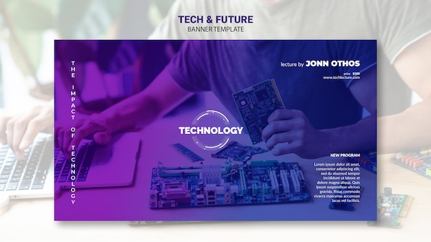 Maqueta de plantilla de banner de tecnología y concepto futuro