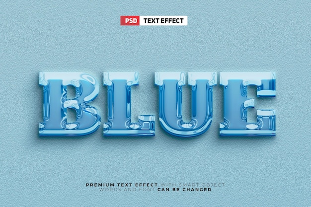 Maqueta de plantilla de efecto de texto editable 3D Super Liquid Blue Sea