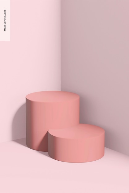 Maqueta de Podio Cilindro Rosa, Vista Lateral