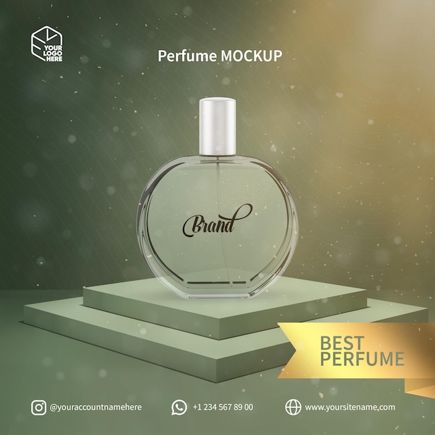 PSD maqueta de podio de perfume para su logotipo o marca