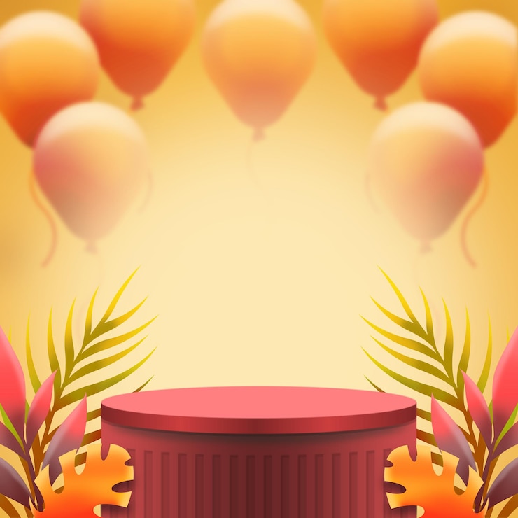 Maqueta de podio PSD para la presentación de productos decorada con hojas de plantas tropicales