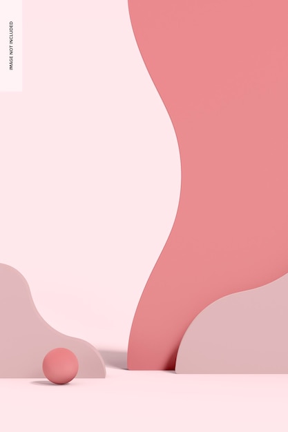 Maqueta de podio rosa irregular, vista lateral