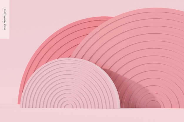 PSD maqueta de podio rosa semicircular