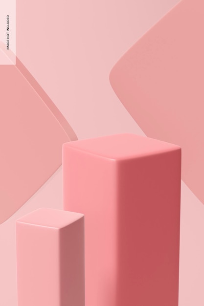 Maqueta de podios rosas con esquinas redondeadas, primer plano