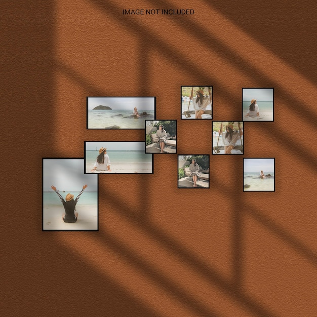 PSD maqueta polaroid de marco de fotos de superposición de sombras minimalista moderno psd premium