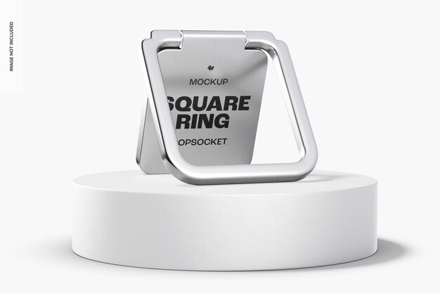 Maqueta de popsocket de anillo cuadrado, en podio
