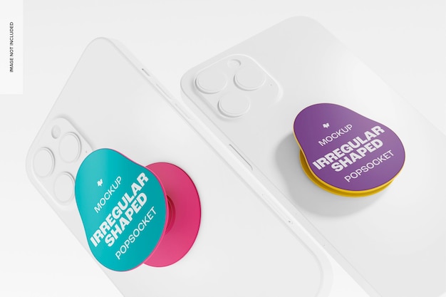 Maqueta de popsocket de forma irregular, perspectiva