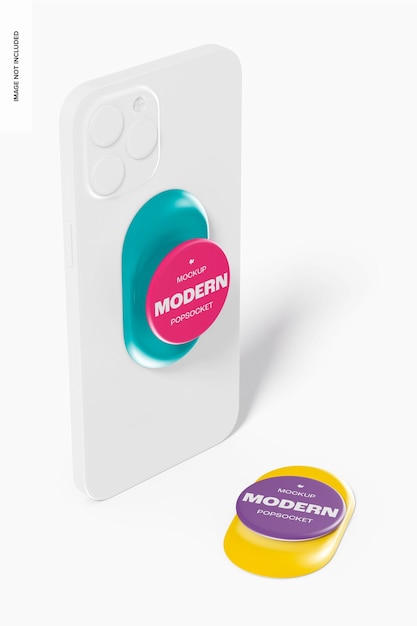 Maqueta de Popsockets modernos, vista de ángulo alto