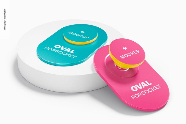 Maqueta de popsockets ovalados, perspectiva